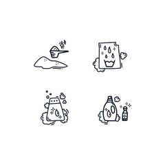 Set Of icons for the Laundry service. Icon collection: bleaching and Laundry detergents are suitable for the Laundry room. Hand-drawn icons in a line. Doodle beautiful for Laundry black and white