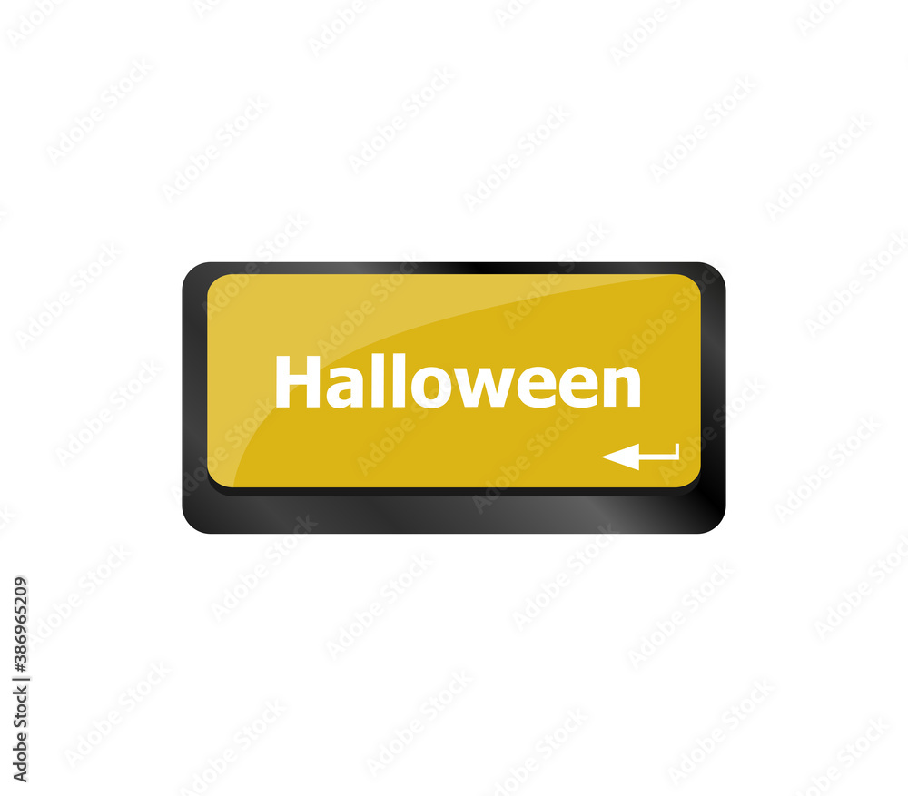 Poster computer keyboard key with key halloween button