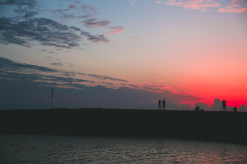 Sunset at Magic Island, Ala Moana Beach park, Honolulu, Oahu, Hawaii
