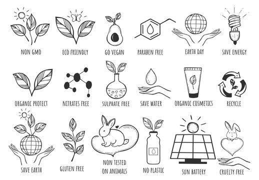 Ecology and eco product icon set