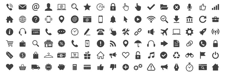 Web icon collection. Basic icons. Icon set. Vector - obrazy, fototapety, plakaty