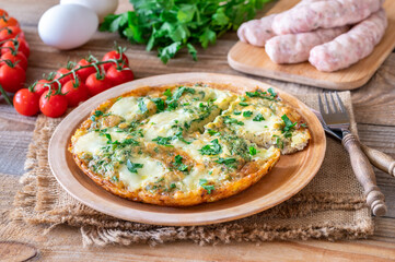 Frittata with ground meat and mozzarella