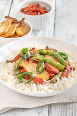 Spicy king oyster mushroom stir-fry