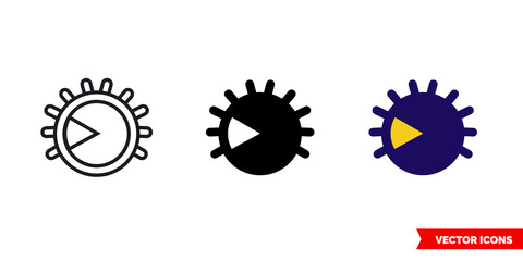 Light dimming 30 percent icon of 3 types color, black and white, outline. Isolated vector sign symbol.