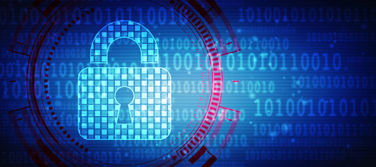 2d illustration Safety concept: Closed Padlock on digital background

