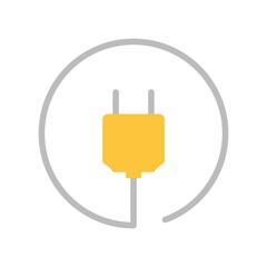 Obraz premium Electric Plug Flat Icon Color Design Vector Template Illustration