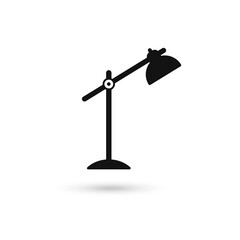 Black Table lamp icon, flat design style. Desk lamp modern vector illustration