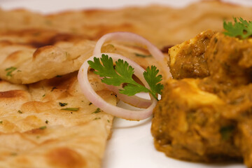 Indian Food or Indian Curry and bread