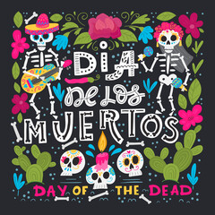Day of the Dead or Mexico Halloween greeting card, invitation