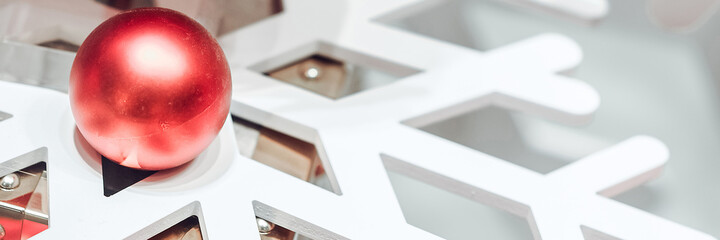 Closeup Christmas Ball on Christmas Tree. Merry Christmas and Happy new year concept with bokeh background.