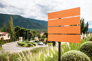 Blank Direction Sign Post in The Garden