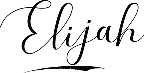  Elijah-Male Name Cursive Calligraphy on White Background