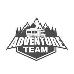 Vector logo, badge, symbol, icon template design with Adventure Theme
