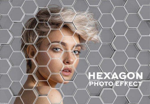 Hexagonal Tiles Photo Effect Mockup