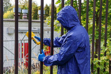 Check the fenced area for radiation pollution.