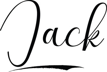  Jack-Male Name Cursive Calligraphy on White Background