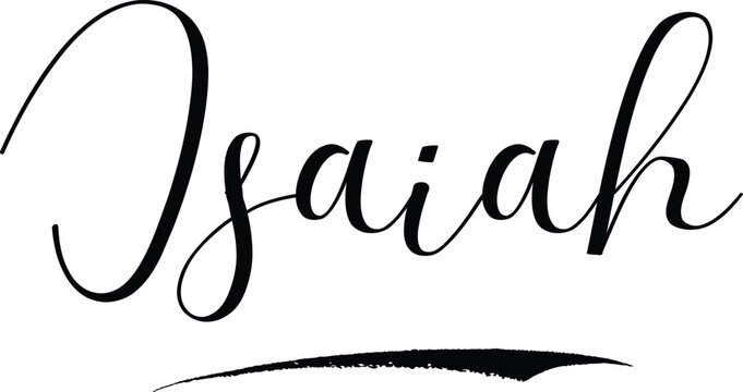 Isaiah-Male Name Cursive Calligraphy on White Background