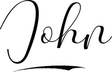 John-Male Name Cursive Calligraphy on White Background