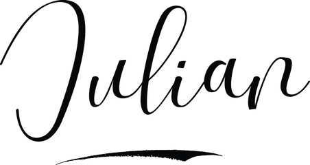 Julian-Male Name Cursive Calligraphy on White Background