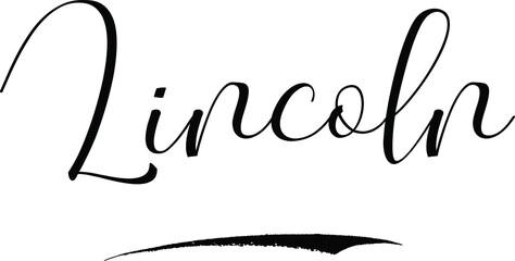 Lincoln-Male Name Cursive Calligraphy on White Background
