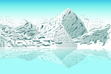 vector illustration of a mountain winter landscape