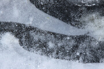Beautiful ice pattern on a frozen ditch	
