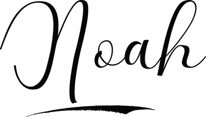 Noah -Male Name Cursive Calligraphy on White Background