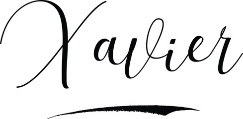 Xavier -Male Name Cursive Calligraphy on White Background