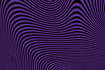 Abstract Black and Violet Striped Pattern with Waves. Smooth Psychedelic Illusion. Poster for Print. Raster. 3D Illustration