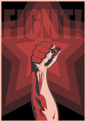 Fight! Resistance! Revolution! Retro Style Protest Propaganda Poster 