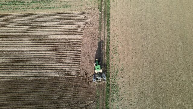 Tractor working on the field