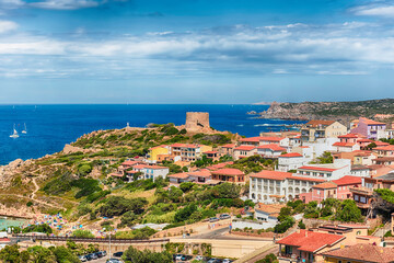Fototapeta premium Aerial view over Santa Teresa Gallura, Sassari, Italy
