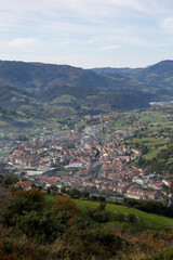 Fototapeta na wymiar panoramica de Azpeitia, pueblo del Gipuzkoa en el Pais Vasco (Spain)