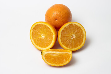 Orange fruit slices peice on isolated white background