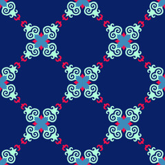 Decorative Asian Folk Seamless Pattern. Ornament of Asian Nomads: Kyrgyz, Kazakhs, Bashkirs, Tatars, Yakut, Mongols. Ethnic Vector Illustration for Paper Products, Textiles.	