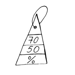 Discount label. Discount sign. Doodle style. Vector