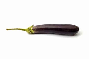 Single eggplant on white background isolated