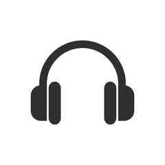 Headphones black flat icon. Earphones vector sign.