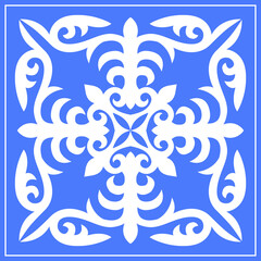 Decorative square Pattern, workpiece for your design. Ornamental elements and motifs of Kazakh, Kyrgyz, Uzbek, national Asian decor for tile, pilow, textile and print design. Vector.