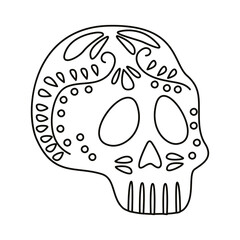 traditional mexican skull head line style