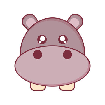Kawaii hippo animal cartoon vector design