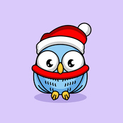 Cute owl with Christmas costume