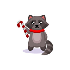cute raccoon with Christmas costume