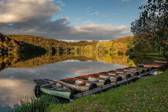 Boats on the "Lake Kov&aacute;cssz&eacute;n&aacute;ja", Orfű, Hungary 