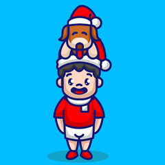 pet and kid with Christmas costume