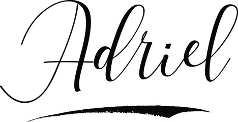 Adriel -Male Name Cursive Calligraphy on White Background