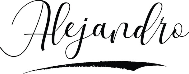 Alejandro -Male Name Cursive Calligraphy on White Background