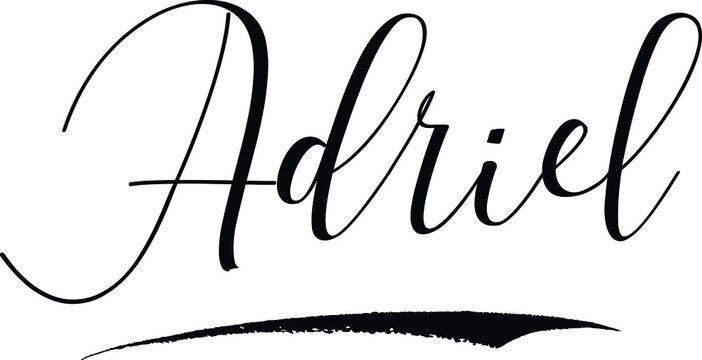 Adriel -Male Name Cursive Calligraphy on White Background