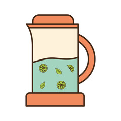 tea jar with leaves and lemons line and fill style icon vector design