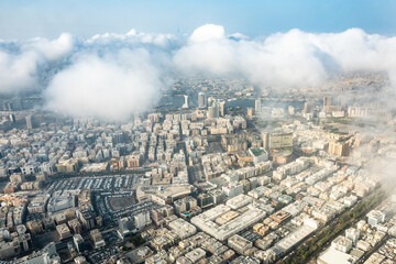 Obraz premium aerial view of great city Dubai with clouds